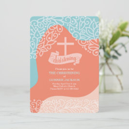 Boys Orange och Blue med Kor Christening Inbjudningar