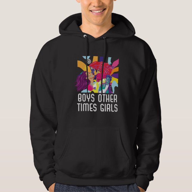 Boys Other Times Girls Bisexual Pride Bisexuality  Hoodie (Framsida)