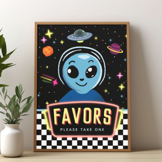 Boys Out Of This World Space Alien Favor Sign Poster (Skapare uppladdad)