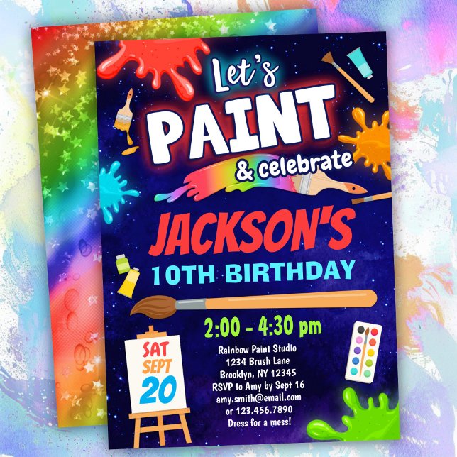 Boys Paint och Celebrate-Födelsedagsfest Inbjudningar (Skapare uppladdad)