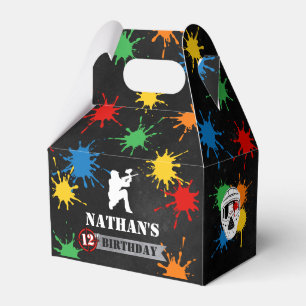 Boys Paintball Birthday Black Favor Box Presentaskar