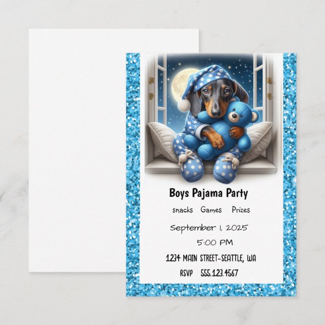 BOYS PAJAMA PARTY INBJUDNINGAR (Fram/baksida)