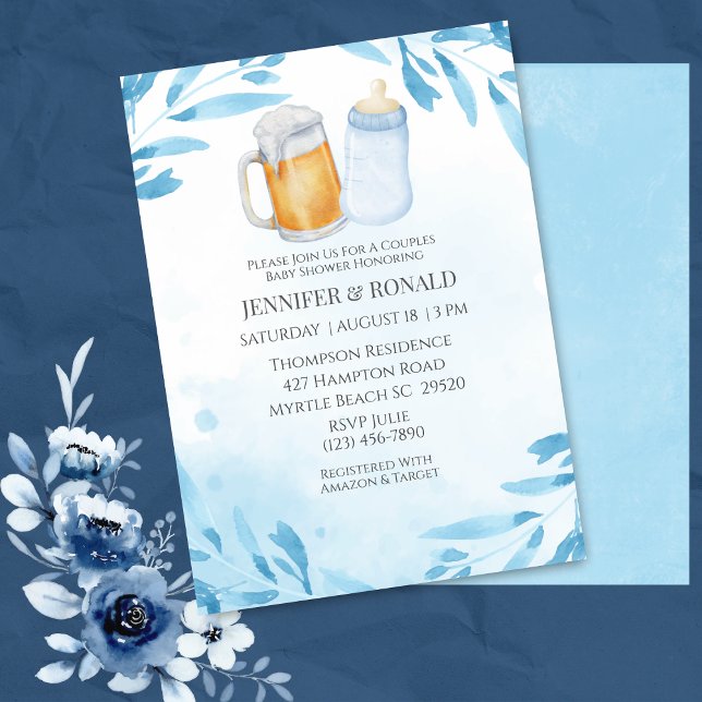 Boys Par Co Ed Blue Baby Shower Inbjudningar (Skapare uppladdad)