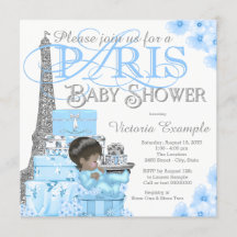 Boys Paris Baby Shower-inbjudningar