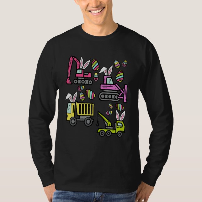 Boys Påsk Day Crane Lastbil Construction Egg Hunt T Shirt (Framsida)