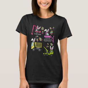 Boys Påsk Day Crane Lastbil Construction Egg Hunt T Shirt