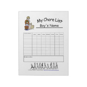 Boys Personlig Chore-diagram Anteckningsblock
