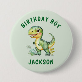 Boys Personlig Cute Dinosaur Birthday Boy Badge Knapp