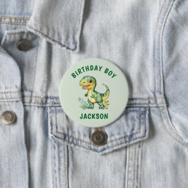 Boys Personlig Cute Dinosaur Birthday Boy Badge Knapp