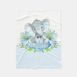 Boys Personlig Elephant Baby Blanket Fleecefilt