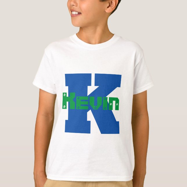 Boys Personlig Namn med ursprungligt monogram T Shirt (Framsida)