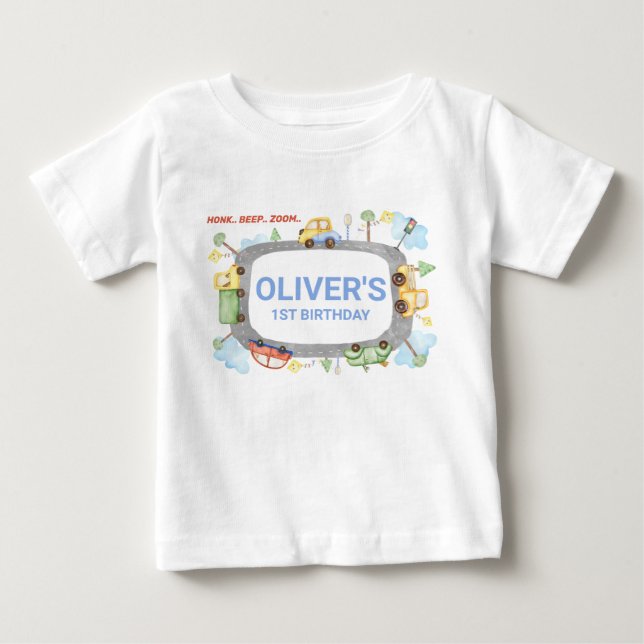 Boys Personlig Transport 1:a födelsedagen T-Shirt (Framsida)