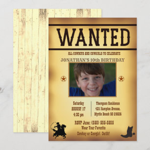 Boys Photo Rustic Brown önskade födelsedag Inbjudningar