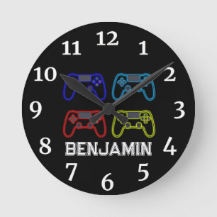 Boys Playstation Personlig Clock Rund Klocka