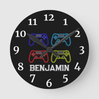 Boys Playstation Personlig Clock Rund Klocka