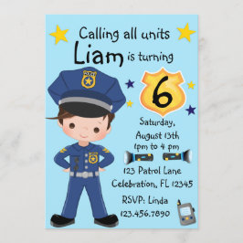 Boys polis Birthday Inbjudningar