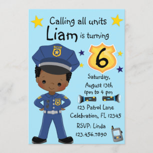Boys polis Birthday Inbjudningar