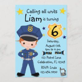 Boys polis Birthday Inbjudningar