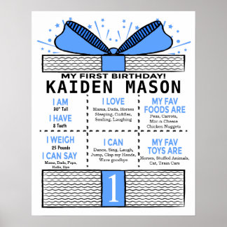 Boys Present Gift Box 16x20 Mall 1st Birthday Poster