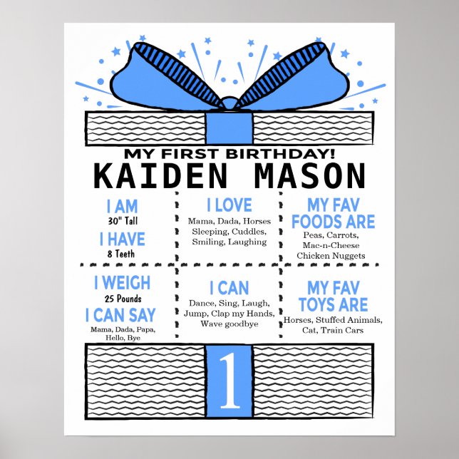 Boys Present Gift Box 16x20 Mall 1st Birthday Poster (Framsidan)