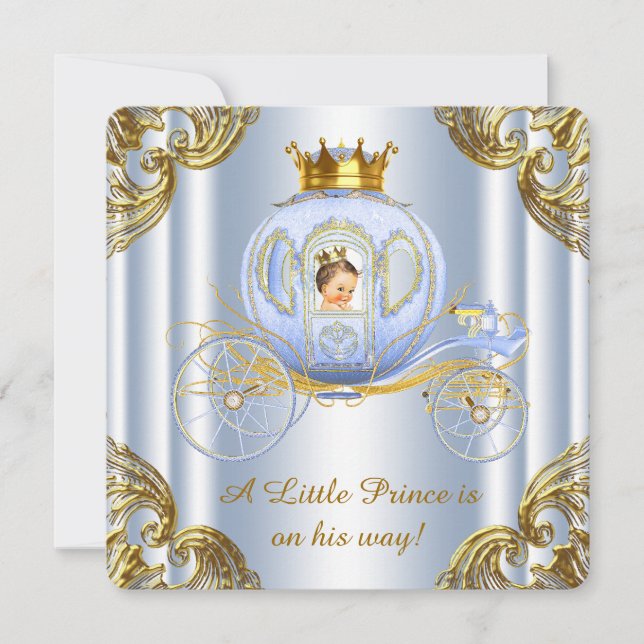 Boys Prince Royal Carriage Prince Baby Shower Inbjudningar (Framsida)