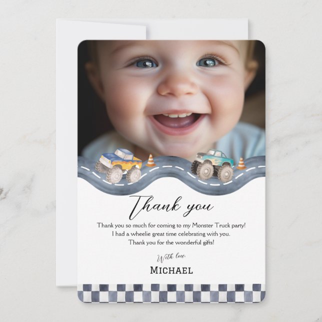 Boys Racing Party Stationery Thank You (Framsida)