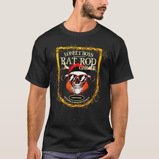 Boys Råtta Rod Garage Rusted and Busted Skull T Shirt (Framsida)