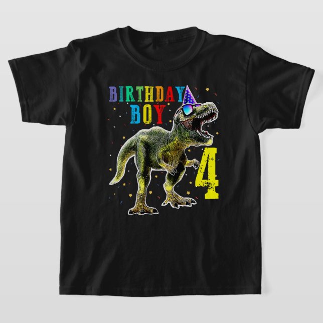 Boys Rawr I är 4 4e födelsedagen Dinosaur Shirts D T Shirt (Laydown)
