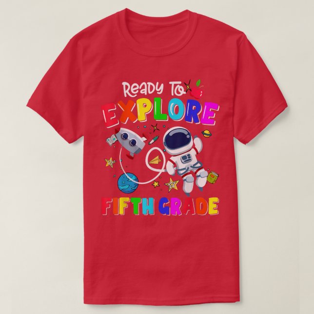 Boys Ready to explore Fifth Grade Back to School A T Shirt (Design framsida)