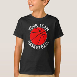 Boys Red Basketball Team, Player Namn och Number T Shirt