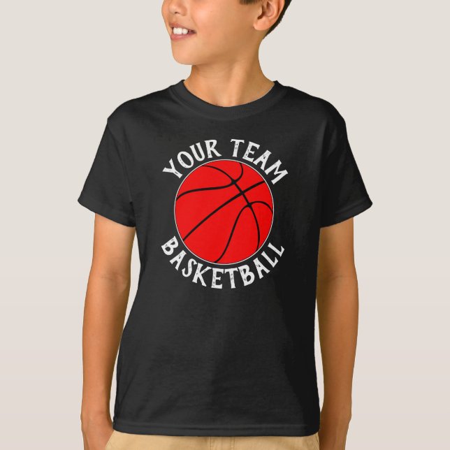 Boys Red Basketball Team, Player Namn och Number T Shirt (Framsida)