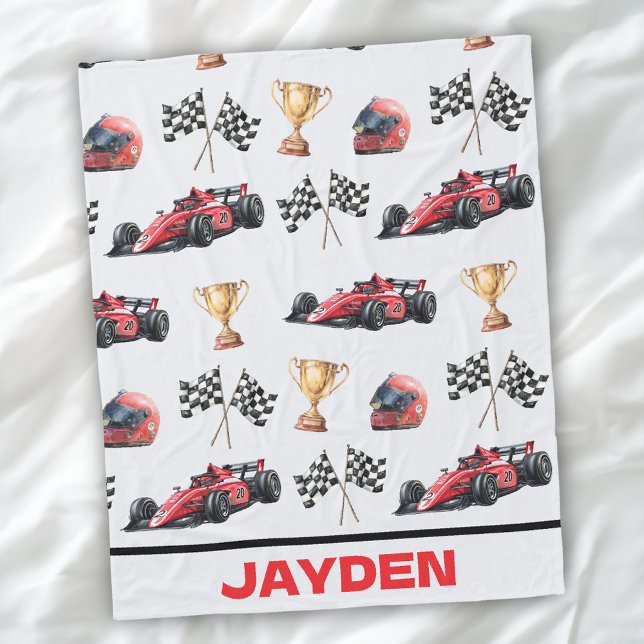 Boys Red Racing Car Personalised Blanket Fleecefilt (Skapare uppladdad)