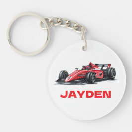 Boys Red Racing Car Personalised Keyring