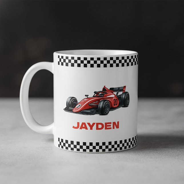 Boys Red Racing Car Personalised Mug  Kaffemugg (Skapare uppladdad)