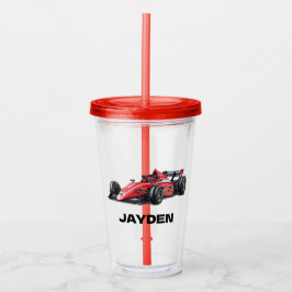 Boys Red Racing Car Personalised Take Away Mugg