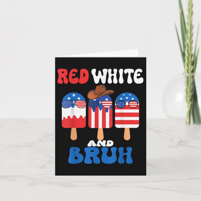 Boys Red White och Bruh Popsicle Manar 4 juli Amer Kort (Framsida)