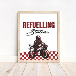 Boys Refueling Station Sign Dirt Bike Birthday Poster