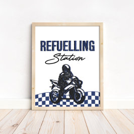 Boys Refueling Station Sign Dirt Bike Birthday Poster