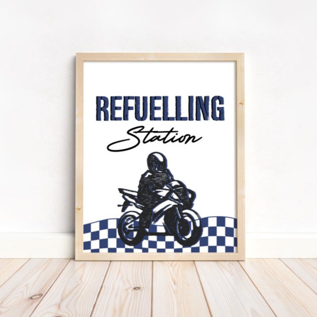 Boys Refueling Station Sign Dirt Bike Birthday Poster (Skapare uppladdad)