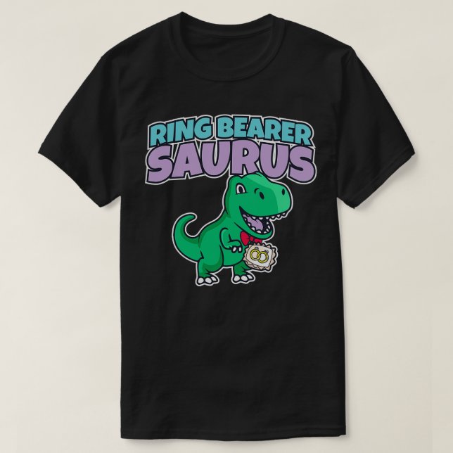 Boys Ring Bearer Dinosaur Bröllopsfest T Shirt (Design framsida)