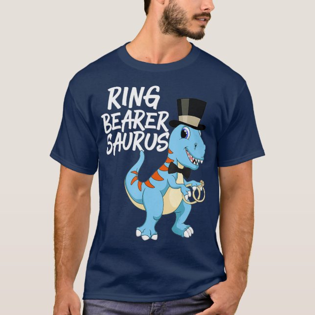 Boys Ring Bearer Dinosaur Rex Bröllopsfest Gift T Shirt (Framsida)