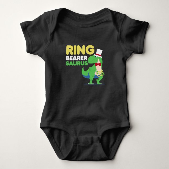 Boys Ring Bearer Dinosaur Rex-Bröllopsfest T Shirt (Framsida)