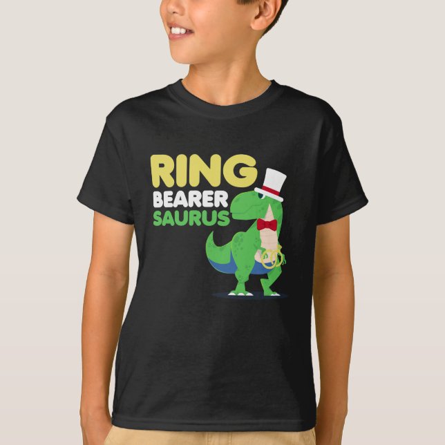 Boys Ring Bearer Dinosaur Rex-Bröllopsfest T Shirt (Framsida)