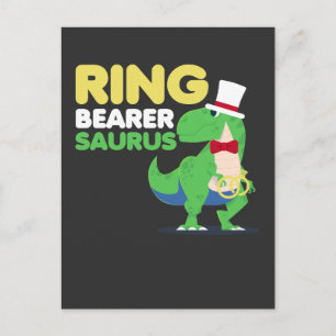 Boys Ring Bearer Dinosaur Rex Bröllopsfest Vykort