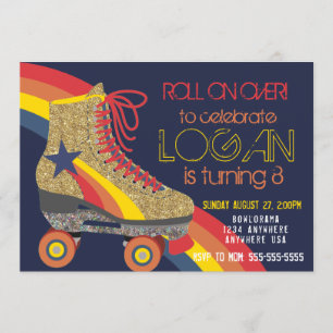 Boys Roller Skating Party, skridskat, rulldisco Inbjudningar