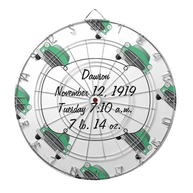 Boys Room Classic Car ger sötad Grönt Retro-bil Darttavla (Framsidan)