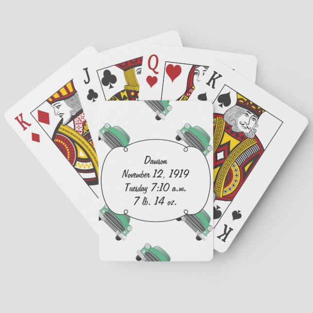 Boys Room Classic Car ger sötad Grönt Retro-bil Spelkort (Baksidan)