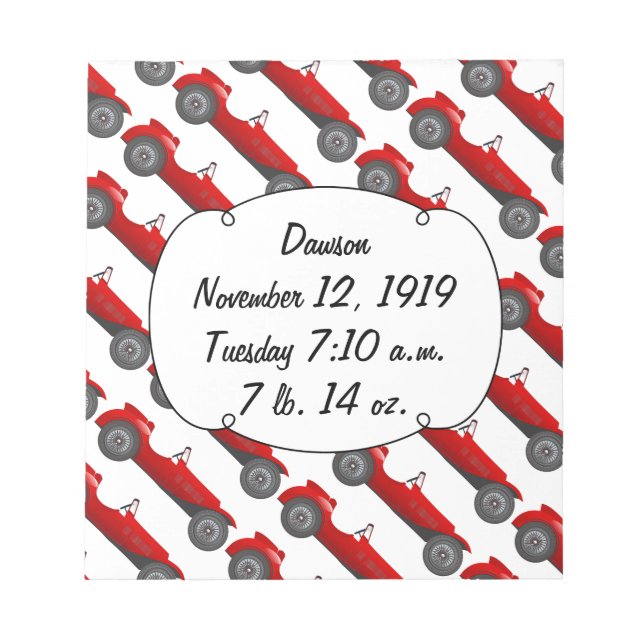 Boys Room Classic Car ger sötröda Retro-bilar Anteckningsblock (Framsida)