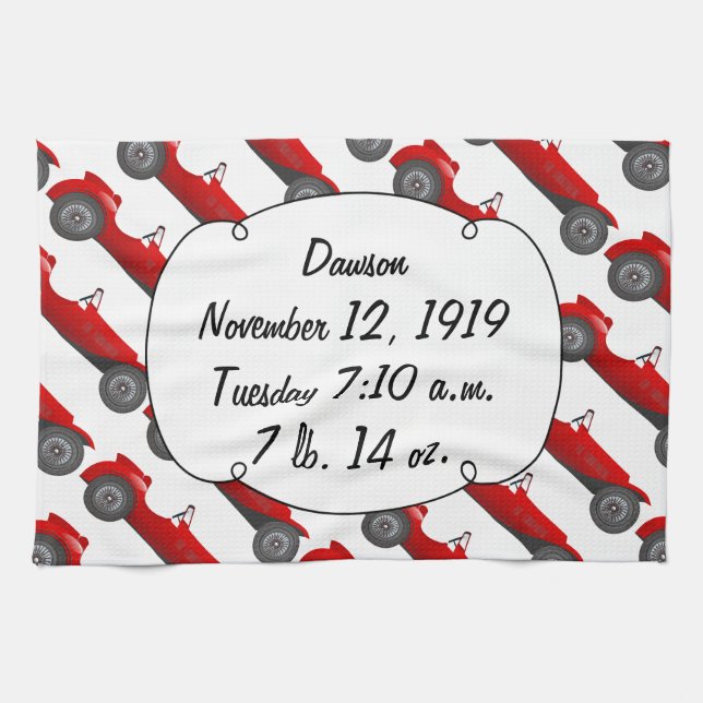 Boys Room Classic Car ger sötröda Retro-bilar Kökshandduk (Horisontell)