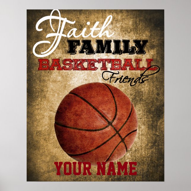 Boys Room Decor Basketball Personlig Poster (Framsidan)